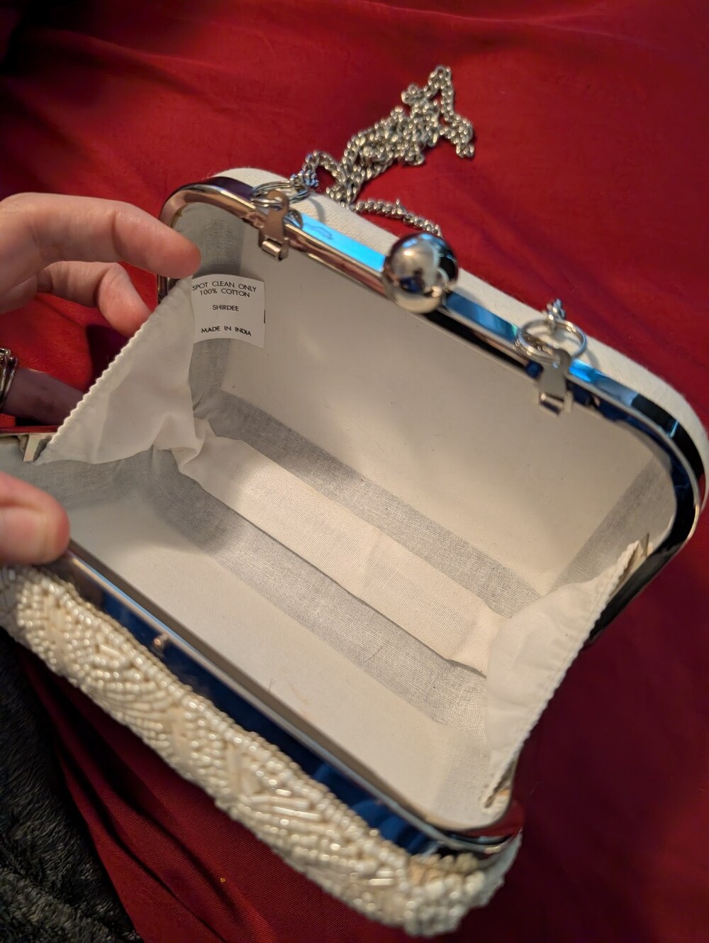 Beaded 'Mrs.' Ivory Clutch with Gold Detail - Picture 4 of 4